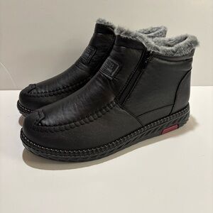 Women’s Black Faux-Fur Lined Zip Ankle boots